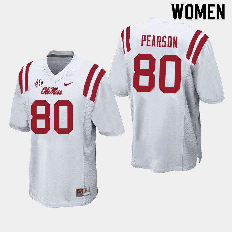 Jahcour Pearson Ole Miss Rebels NCAA Women's White #80 Stitched Limited College Football Jersey XJA3258IX